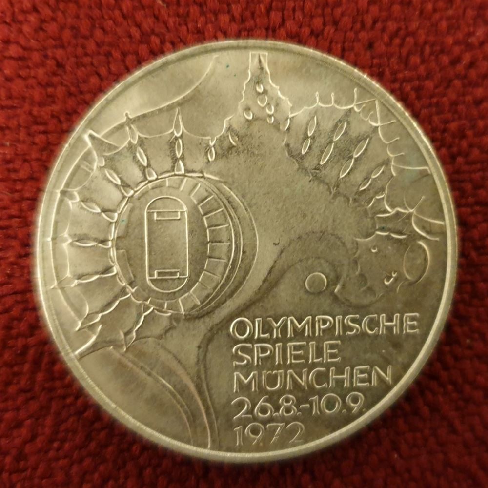 10 Deutsche Mark Olympic Games In Munich Silver 625 1972 J