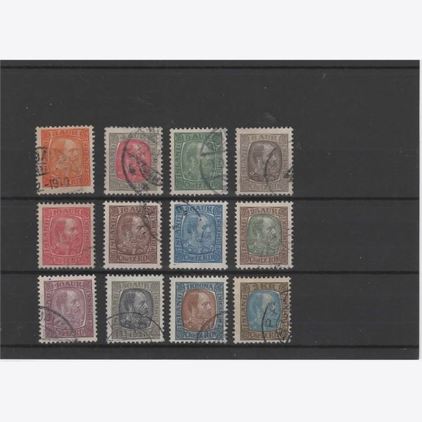 Iceland 1902-5 Stamp F63-74 Stamped