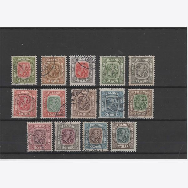 Iceland 1907-8 Stamp F76-89 Stamped