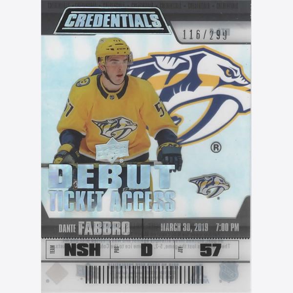 2019-20 Collecting Card Upper Deck Credentials Debut Ticket Access Acetate #RTA4