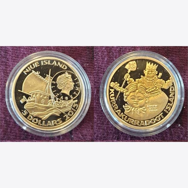 New Zealand 2004 Coin NIEU. 5 Dollars 2015 - Elizabeth II, Pippi on Kurrakurradoot Island. 