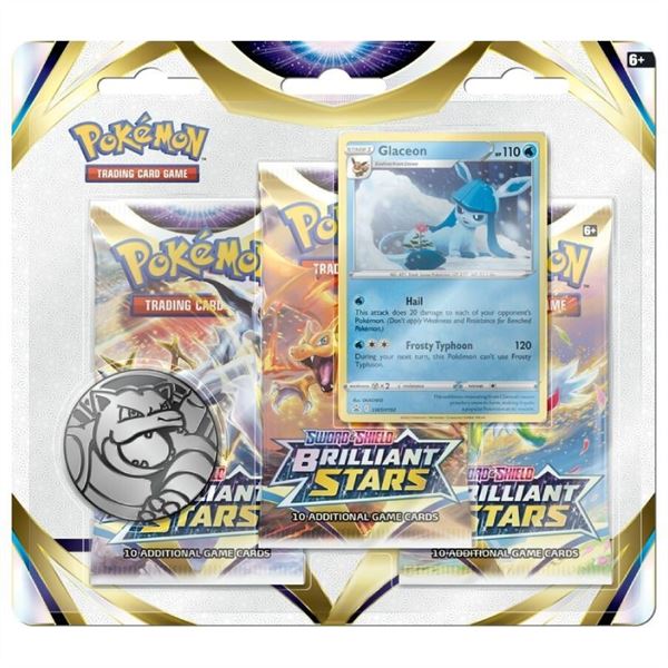 FÖRKÖP Pokémon. Sword & Shield 9: Brilliant Stars, 3 pack blister, Glaceon